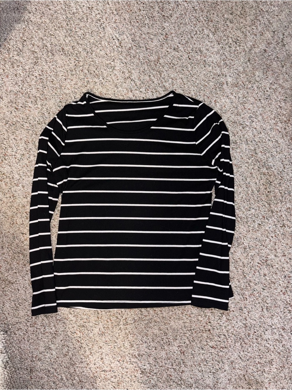 Black and White Striped Long-Sleeve Women's Top